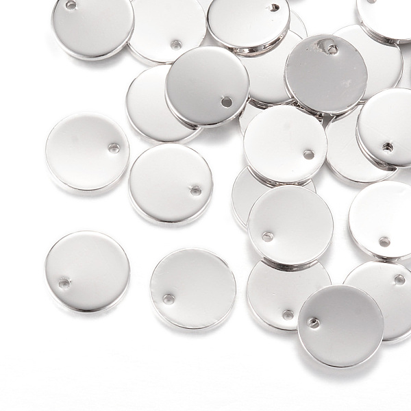 

PandaHall Brass Charms, Flat Round, Platinum, 10x1mm, Hole: 1mm Brass Flat Round