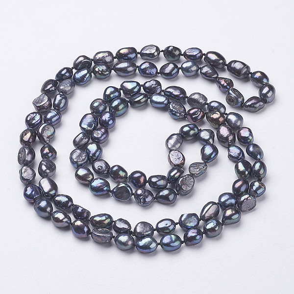 

PandaHall Natural Pearl Beaded Necklaces, Black, 46.4 inch~47.2 inch(1180mm~1200mm) Pearl Black