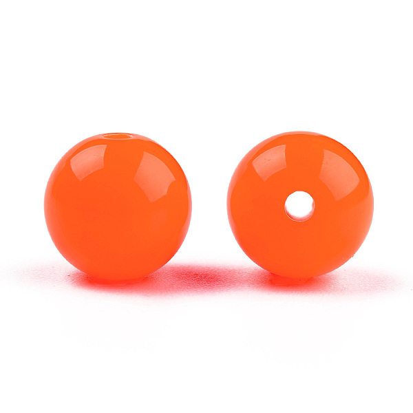 

PandaHall Fluorescent Acrylic Beads, Round, Dark Orange, 8mm, Hole: 1.5mm, about 1700pcs/500g Acrylic Round Orange