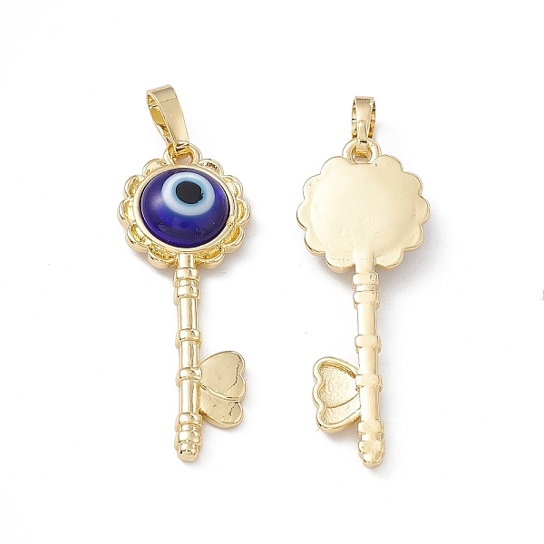 

PandaHall Handmade Evil Eye Lampwork Pendants, with Rack Plating Real 18K Gold Plated Brass Findings, Long-Lasting Plated, Flower Key with...