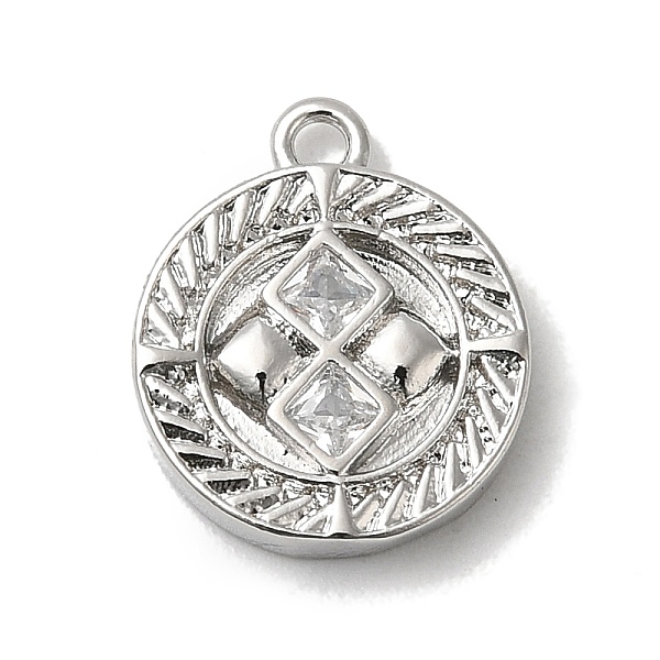 

PandaHall Brass Micro Pave Cubic Zirconia Charms, Flat Round, Platinum, 13x11x2mm, Hole: 1.2mm Brass+Cubic Zirconia Flat Round Clear