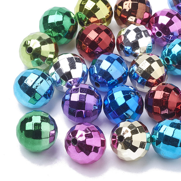 

PandaHall Color Plated Acrylic Beads, Faceted, Round, Mixed Color, 20mm, Hole: 2.5mm, about 105pcs/500g Acrylic Round