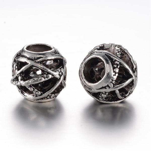 

PandaHall Alloy European Beads, Large Hole, Hallow Round, Mixed Color, 11x10mm, Hole: 5mm Alloy Round