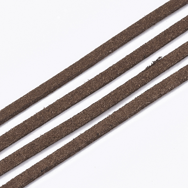 

PandaHall Faux Suede Cord, Faux Suede Lace, Saddle Brown, 2.5~2.8x1.5mm, about 1.09 yards(1m)/strand Faux Suede Brown