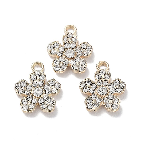 

PandaHall Alloy with Crystal Rhinestone Pendants, Cadmium Free & Lead Free, Flower Charm, Golden, 19x15.5x3mm, Hole: 2.5mm Alloy+Rhinestone..., Clear