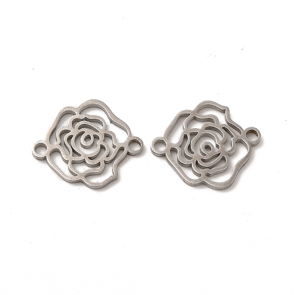 

PandaHall 304 Stainless Steel Connector Charms, Rose Links, Stainless Steel Color, 17.5x15x1.5mm, Hole: 1.8mm 304 Stainless Steel Flower