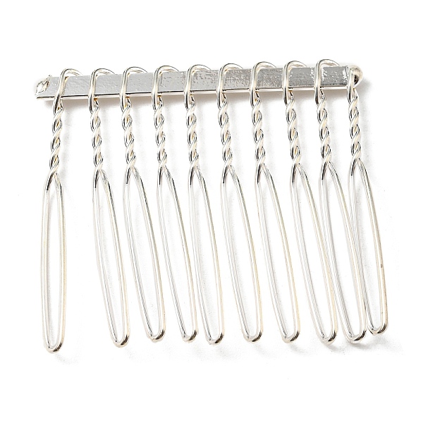 

PandaHall Iron Hair Comb Findings, Silver, 35.5~36.5x36~38.5x3~4mm Iron