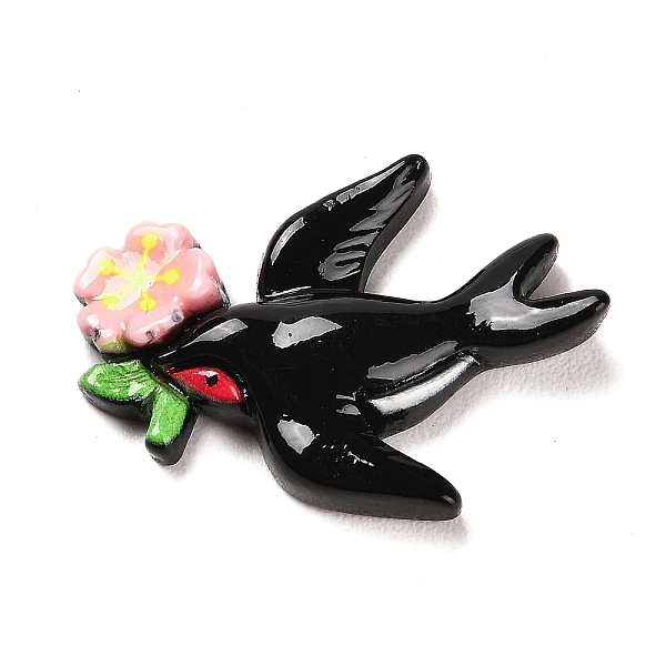 

PandaHall Opaque Resin Cabochons, Swallow, Black, 21x30x5mm Resin Swallow Black