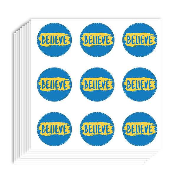 

PandaHall Self-Adhesive Paper Decorative Stickers, for Party, Decorative Presents Sealing, Flat Round, 90x90mm, Stickers: 25mm, 9pcs/sheet...