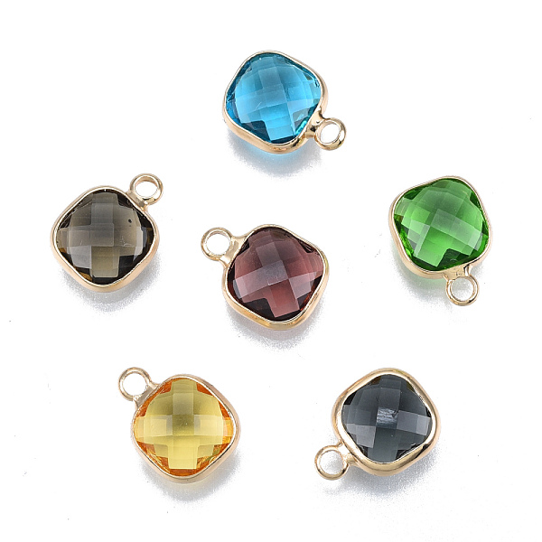 

PandaHall K9 Glass Pendants, with Light Gold Plated Brass Findings, Cadmium Free & Lead Free, Faceted, Square, Mixed Color, 11.5x8.5x4mm..., Multicolor