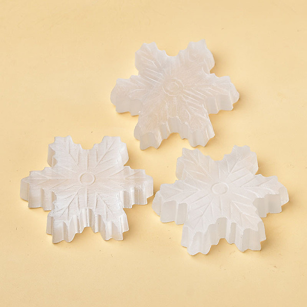 PandaHall Gesso Christmas Snowflake Carved Figurines, for Home Desktop Decoration, Clear, 44x51x10mm Gesso Snowflake Clear