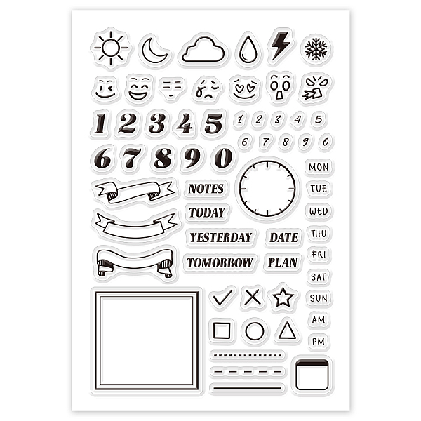 PandaHall PVC Plastic Stamps, for DIY Scrapbooking, Photo Album Decorative, Cards Making, Stamp Sheets, Number Pattern, 16x11x0.3cm Plastic...