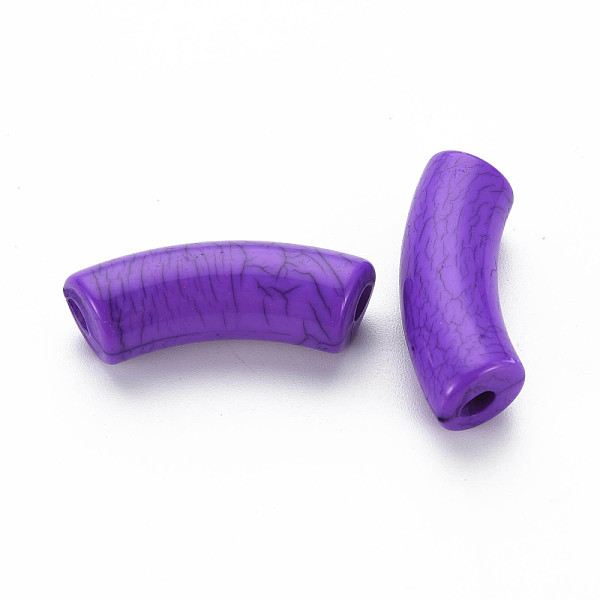 

PandaHall Opaque Crackle Acrylic Beads, Curved Tube, Dark Violet, 36x13.5x11.5mm, Hole: 4mm, about 148pcs/500g Acrylic Tube