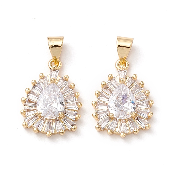 

PandaHall Brass Micro Pave Clear Cubic Zirconia Pendants, Teardrop, Real 18K Gold Plated, 18x13.5x4.5mm, Hole: 3.5x4.5mm Brass+Cubic...