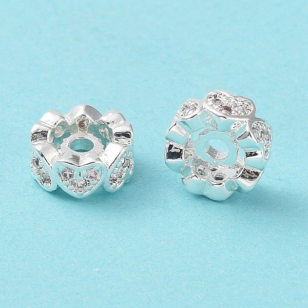 Brass Micro Pave Cubic Zirconia Beads