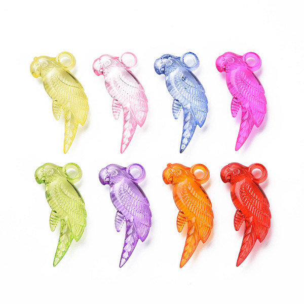 

PandaHall Transparent Acrylic Pendants, Parrot, Mixed Color, 29.5x13x5.5mm, Hole: 2.5mm, about 650pcs/500g Acrylic Bird Multicolor