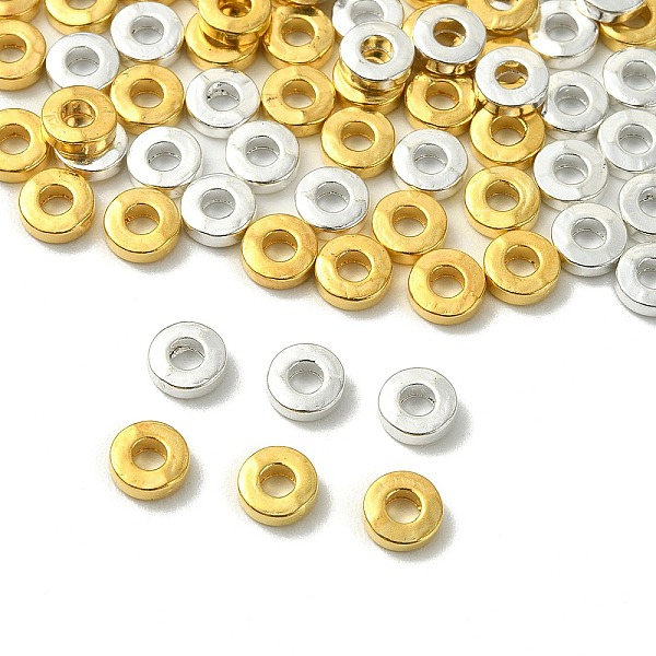 

PandaHall 100Pcs 2 Colors Tibetan Style Alloy Beads, Donut Beads, Golden & Silver, 6x2mm, Hole: 2.5mm, 50pcs/color Alloy Donut