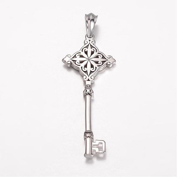 

PandaHall 304 Stainless Steel Big Pendants, Key, Antique Silver, 85x33.5x6mm, Hole: 12x8mm 304 Stainless Steel Key