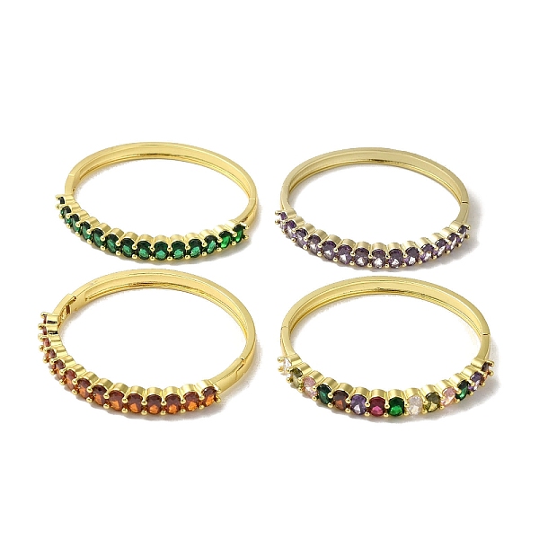 

PandaHall Brass Pave Cubic Zirconia Hinged Bangles for Women, Real 18K Gold Plated, Mixed Color, Inner Diameter: 2-1/4 inch(5.8cm) Cubic..., Multicolor