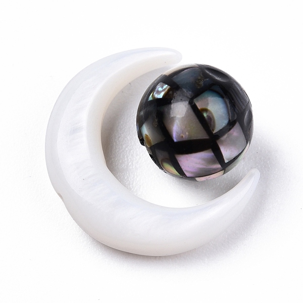 

PandaHall Natural Freshwater Shell Beads, with Natural Yellow Shell, Moon with Round, Moon: 15x12.5x3.5mm, Round: 8mm, Hole: 0.8mm, about...