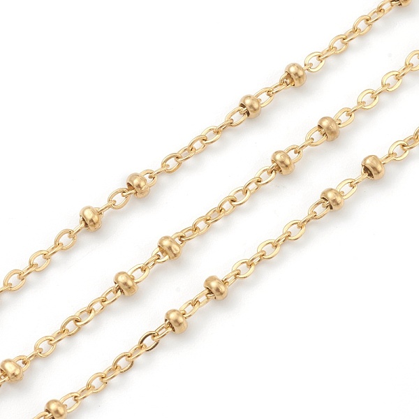 

PandaHall 304 Stainless Steel Cable Chains, Soldered, with Round Beads and Spool, Golden, 2.5x2x0.4mm, 32.8 Feet(10m)/roll 304 Stainless...