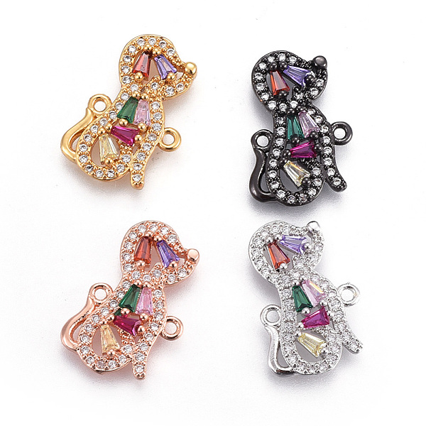 

PandaHall Brass Micro Pave Cubic Zirconia Puppy Links connectors, Dog Silhouette, Colorful, Mixed Color, 18.5x11.5x3mm, Hole: 1.2mm..., Multicolor