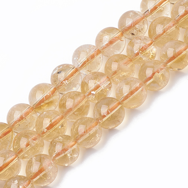 

PandaHall Grade A Natural Citrine Beads Strands, Round, 8mm, Hole: 1mm, about 50pcs/strand, 15.7 inch Citrine Round