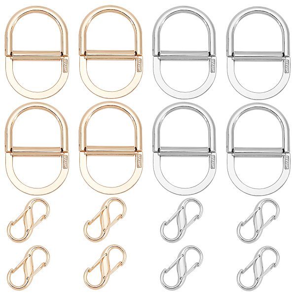 

PandaHall WADORN 16Pcs 4 Style Alloy Bag Strap Adjuster Buckles, Belt D-ring Buckle, Mixed Color, 2.75~4.9x1.35~3.3x0.5~0.65cm, 4pcs/style...
