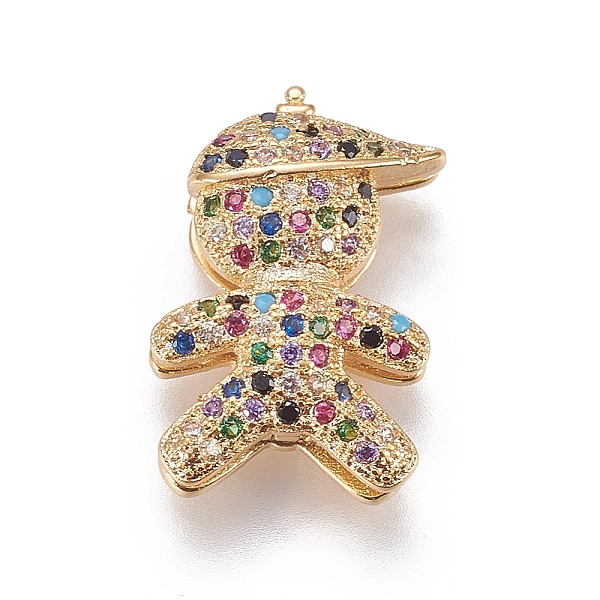

PandaHall Brass Micro Pave Cubic Zirconia Slide Charms, Boy, Colorful, Golden, 17x12x5.5mm, Hole: 2x10mm Brass+Cubic Zirconia Human
