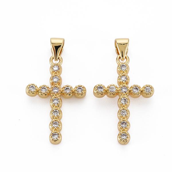 

PandaHall Brass Micro Pave Cubic Zirconia Pendants, Nickel Free, Cross, Real 16K Gold Plated, 23.5x15x3mm, Hole: 3.5x4.5mm Brass+Cubic..., Clear