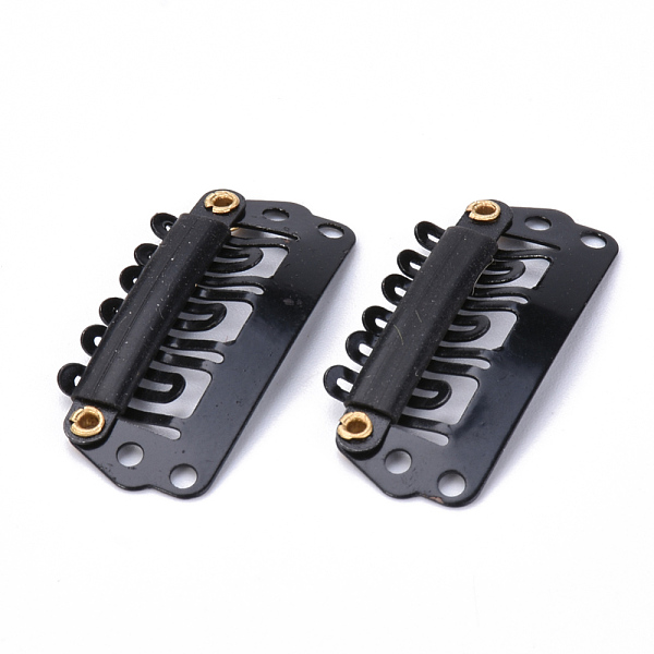 

PandaHall Spray Painted Iron Snap Hair Clips, Black, 28x13.5mm Iron Black