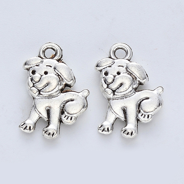 

PandaHall Tibetan Style Alloy Pendants, Cadmium Free & Lead Free, Dog, Antique Silver, 17x11.5x3mm, Hole: 1.6mm, about 409pcs/500g Alloy Dog
