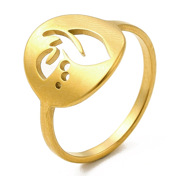 

PandaHall Ion Plating(IP) 201 Stainless Steel Finger Rings, Hollow Out Leaf Wide Band Rings for Women, Golden, 1.8~13.5mm, Inner Diameter...