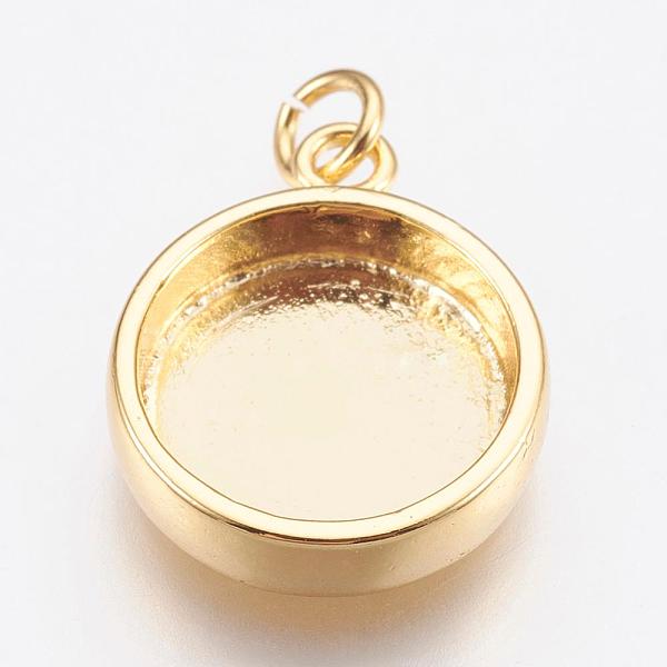 

PandaHall Brass Pendant Cabochon Settings, Plain Edge Bezel Cups, Flat Round, Golden, Tray: 12mm, 18x14.5x3.5mm, Hole: 2mm Brass Flat Round