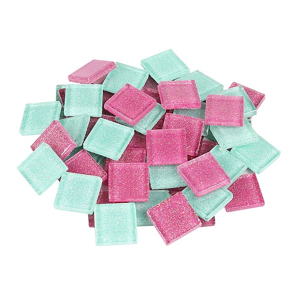 

PandaHall Square Transparent Glass Cabochons, Mosaic Tiles, for Home Decoration or DIY Crafts, Pearl Pink, 20x20x4mm, 260pcs/kg Glass Square