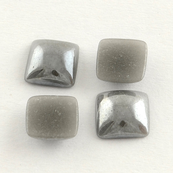 

PandaHall Pearlized Plated Opaque Glass Cabochons, Square, Gray, 6x6x3mm Glass Square Gray