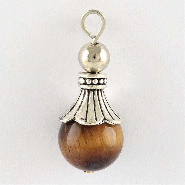 

PandaHall Natural Tiger Eye Pendants, with Alloy Findings, Antique Silver, Snowcone, 29.5x12.5mm, Hole: 2.5mm Tiger Eye Cone
