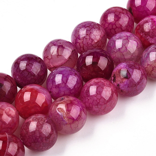 

PandaHall Natural Dragon Veins Agate Dyed Beads Strands, Round, Camellia, 14mm, Hole: 1.4mm, about 28pcs/strand, 15.24~15.35''(38.7~39cm)..., Pink