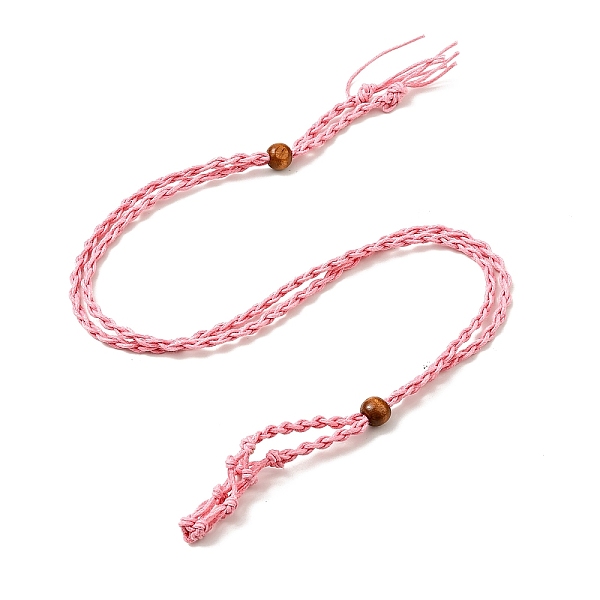 

PandaHall Braided Wax Rope Cord Macrame Pouch Necklace Making, Adjustable Wood Beads Interchangeable Stone Necklace, Pink, 35.43 inch(90cm)...