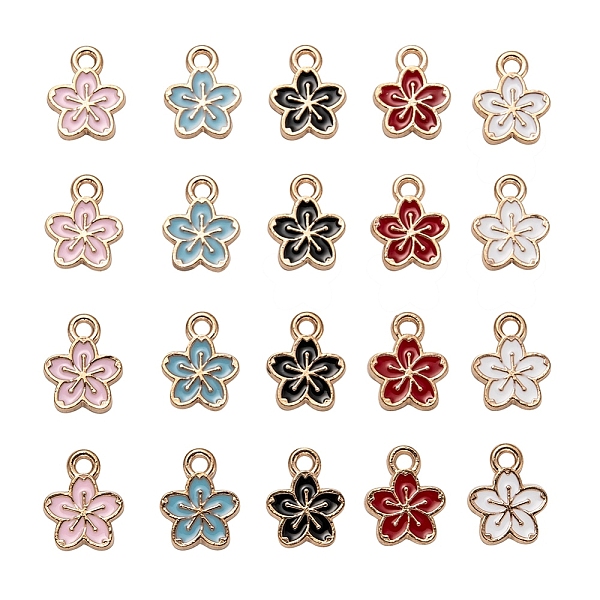 

PandaHall Alloy Enamel Charms, Sakura Flower, Golden, Mixed Color, 12x9.5x1.5mm, Hole: 1.6mm, 5 colors, 6pcs/color, 30pcs/box Alloy+Enamel..., Multicolor