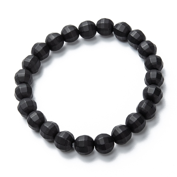 

PandaHall Frosted Glass Beads Stretch Bracelets, Faceted, Round, Black, Beads: 8mm, Inner Diameter: 2 inch(5.1cm) Glass Black