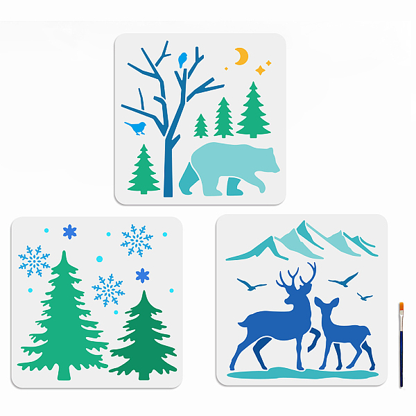 

PandaHall MAYJOYDIY US 1 Set Winter PET Hollow Out Drawing Painting Stencils, for DIY Scrapbook, Photo Album, with 1Pc Art Paint Brushes...