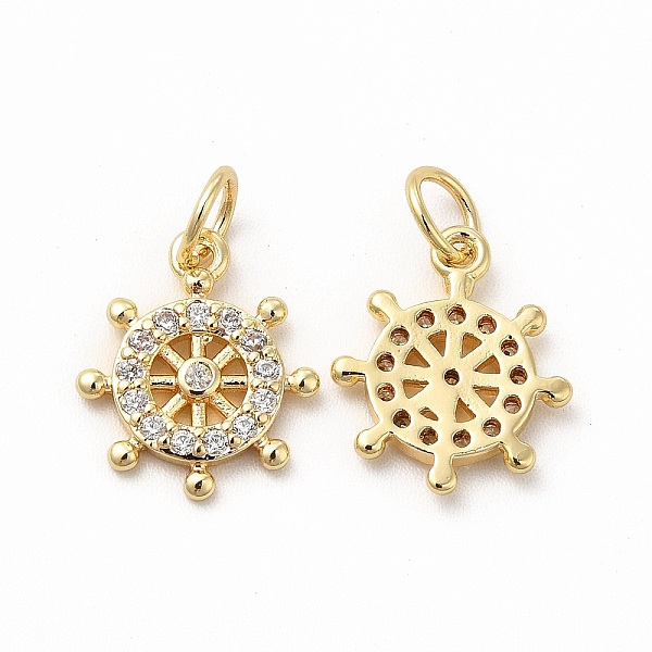 

PandaHall Rack Plating Brass Micro Pave Cubic Zirconia Charms, with Jump Ring, Real 18K Gold Plated, Long-Lasting Plated, Helm Charm, Real..., Clear