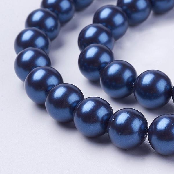 

PandaHall Shell Pearl Beads Strands, Round, Marine Blue, 10mm, Hole: 1mm, about 38pcs/strand, 15.7 inch Shell Pearl Round Blue