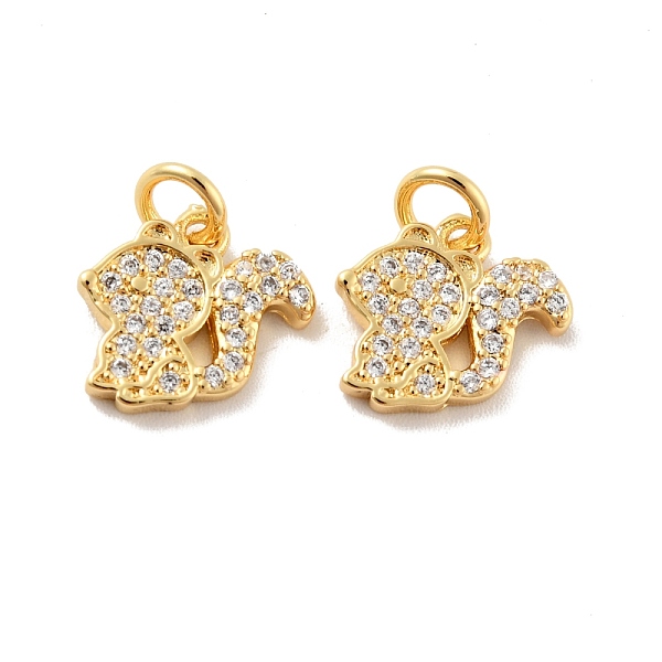 

PandaHall Squirrel Brass Micro Pave Clear Cubic Zirconia Charms, with Jump Ring, Cadmium Free & Lead Free, Golden, 11x12x2mm, Hole: 3mm...