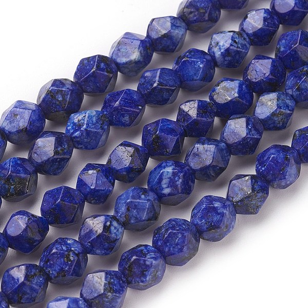 

PandaHall Natural Sesame Jasper/Kiwi Jasper Beads Strands, Star Cut Round Beads, Dyed, Faceted, Blue, 7~8mm, Hole: 1mm, about...