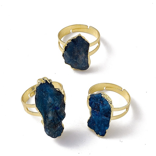 

PandaHall Natural Kyanite/Cyanite/Disthene Irregular Nugget Adjustable Ring, Brass Jewelry for Women, Cadmium Free & Lead Free, Golden, US...