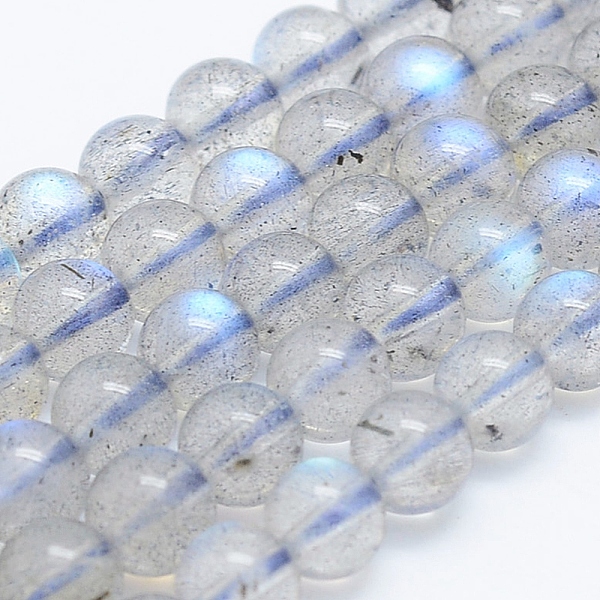 PandaHall Natural Labradorite Beads Strands, Round, 5mm, Hole: 1mm, about 84pcs/strand, 15.7 inch(40cm) Labradorite Round