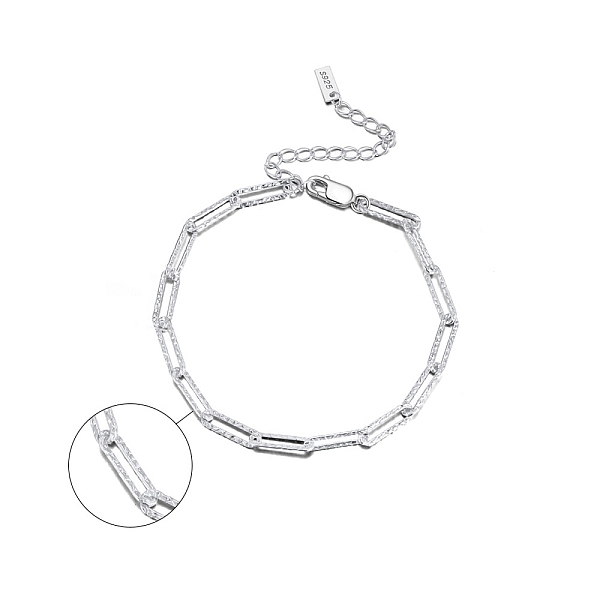 Rhodium Plated 925 Sterling Silver Paperclip Chain Bracelets