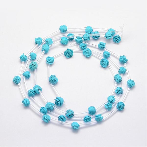 

PandaHall Synthetic Turquoise Beads, Rose, 8x6~7mm, Hole: 1mm Synthetic Turquoise Flower